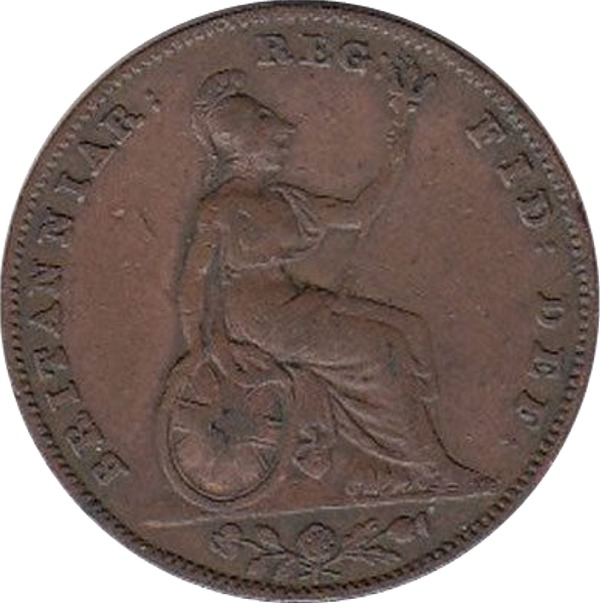 1840 Farthing Queen Victoria Reverse