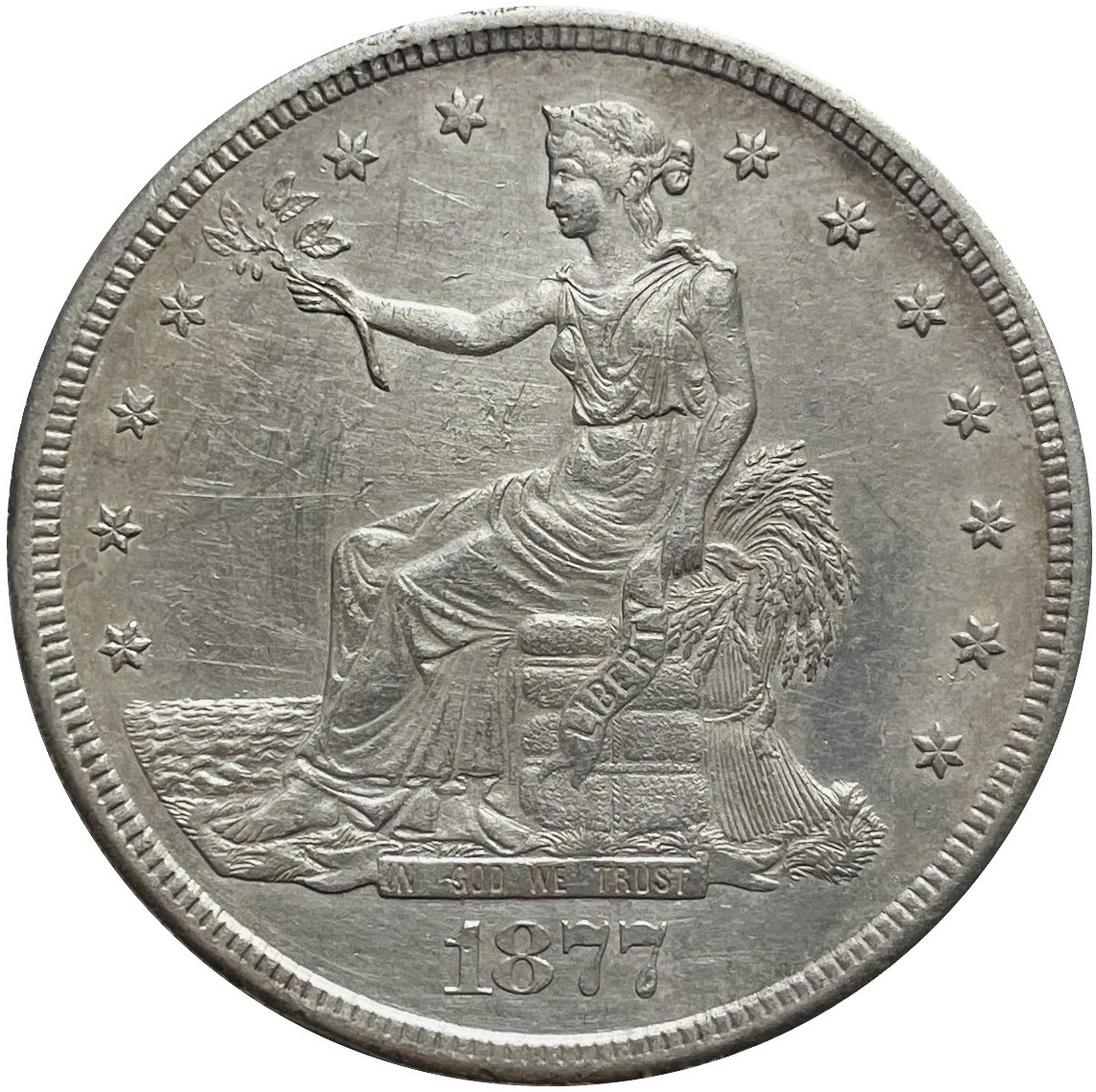 1877-S US Trade Dollar Obverse