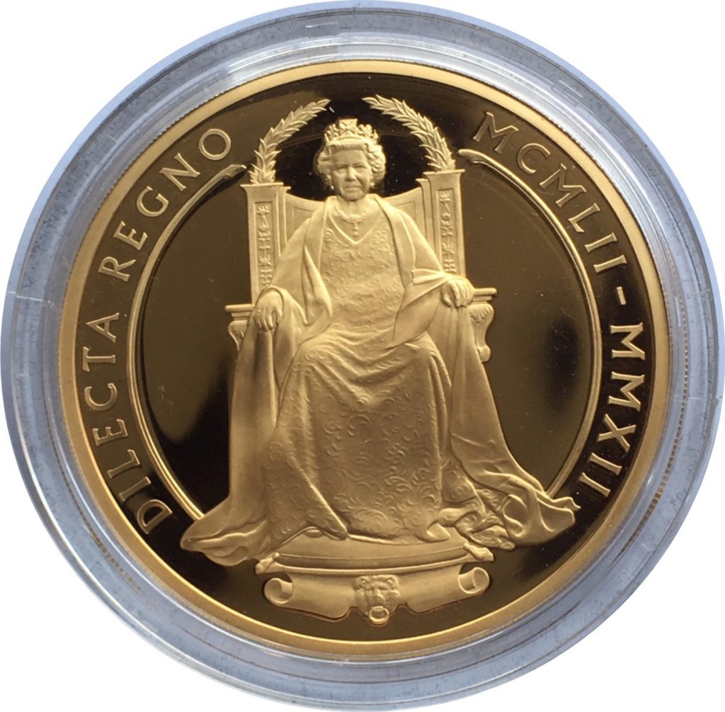 2012 Gold Ten Pounds Diamond Jubilee 5oz Reverse