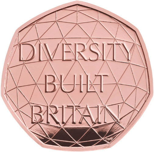 2020 Fifty Pence Gold Proof Celebrating British Diversity Reverse